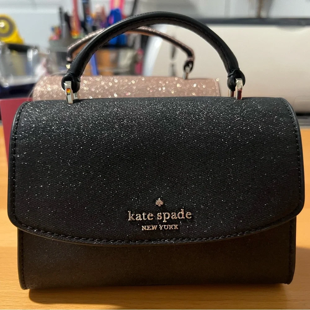 Kate Spade Darcy Black Glitter Micro Mini Purse NWOT